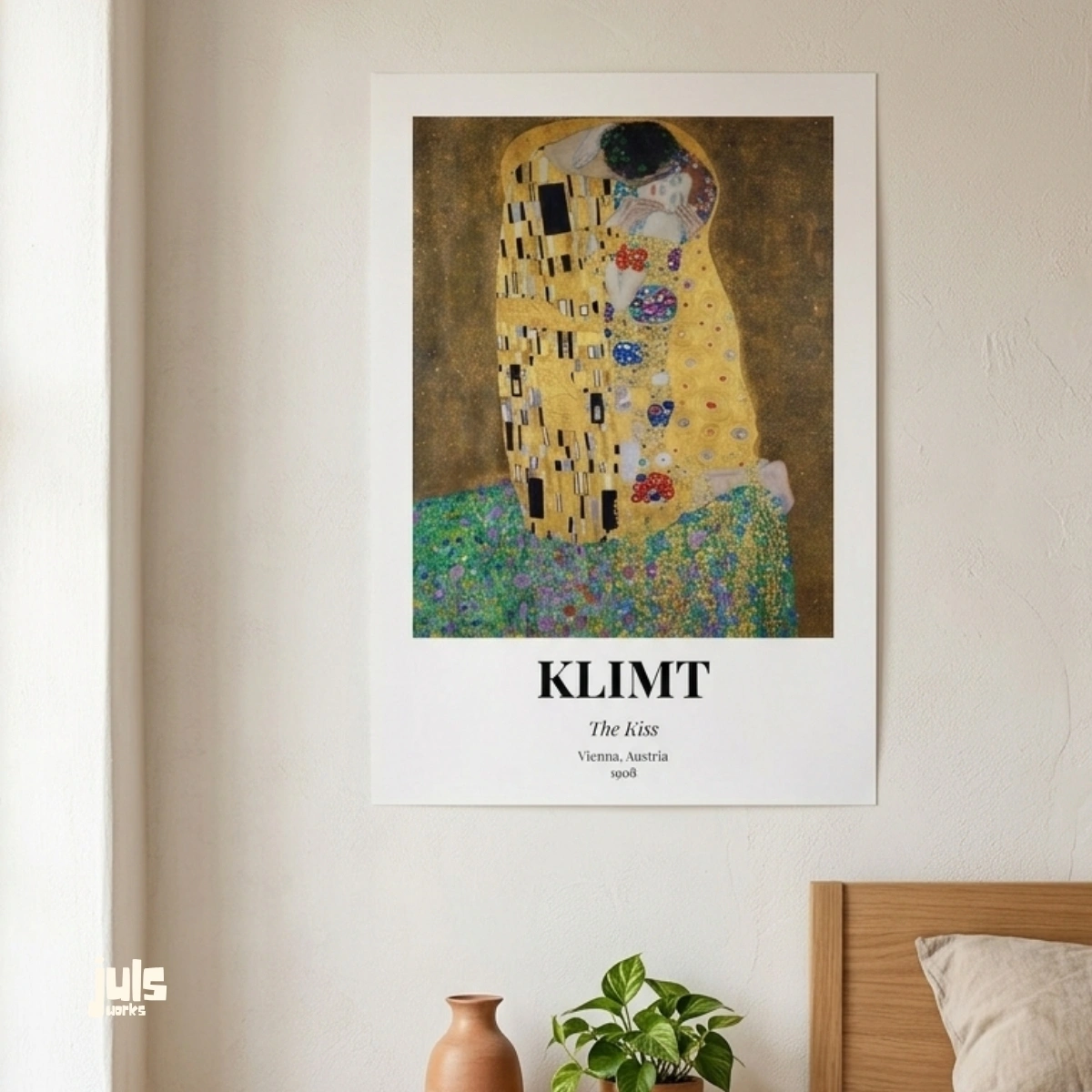 The Kiss poster oda içi mockup - Klimt müze koleksiyonu duvar sanatı