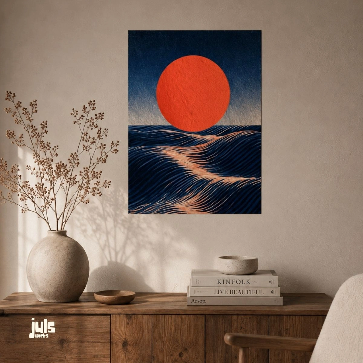 Gün Batımı ve Dalgalar Poster