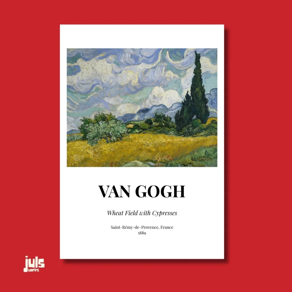Wheat Field with Cypresses poster - Van Gogh müze koleksiyonu duvar sanatı
