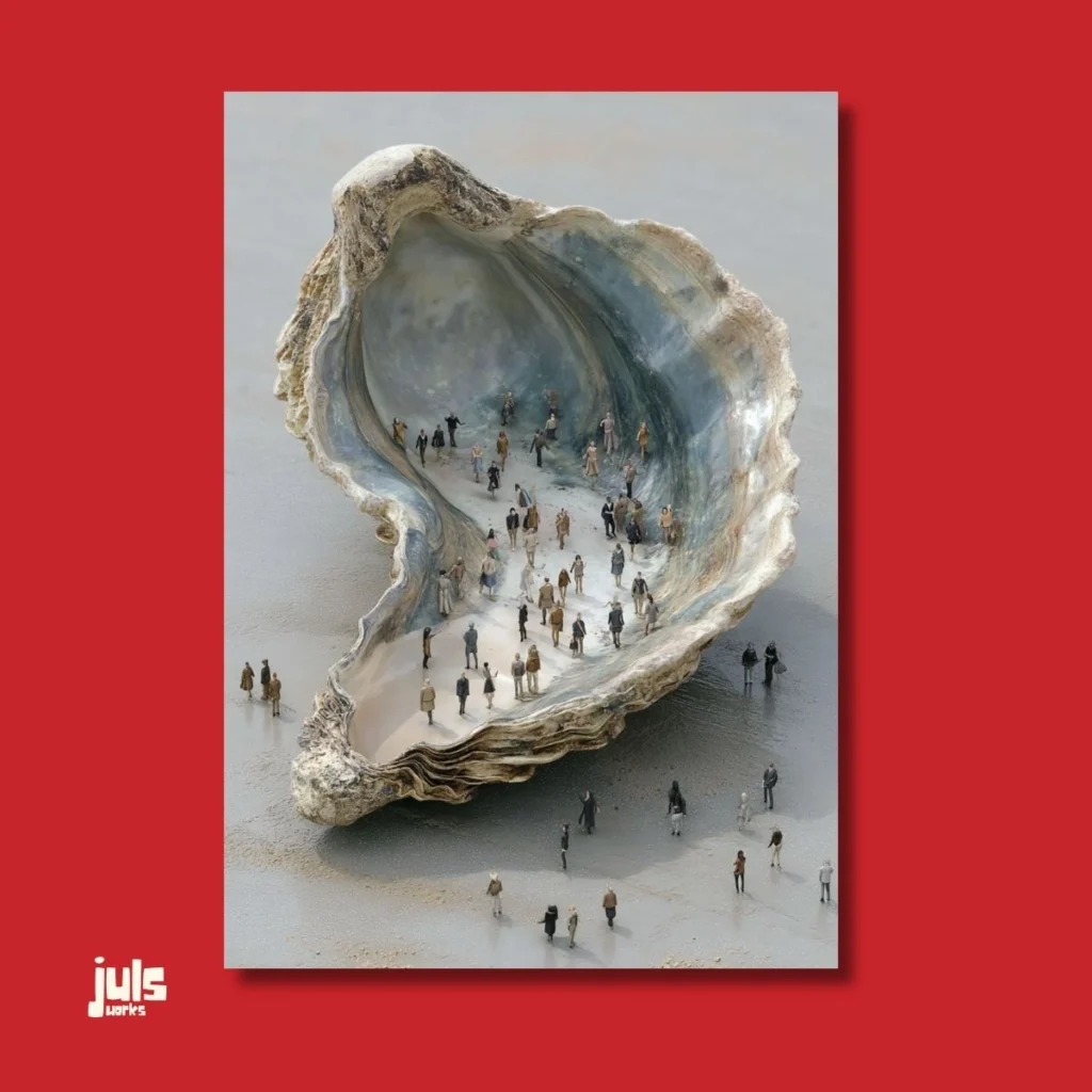 İstiridye Kabuğu Sürreal Poster