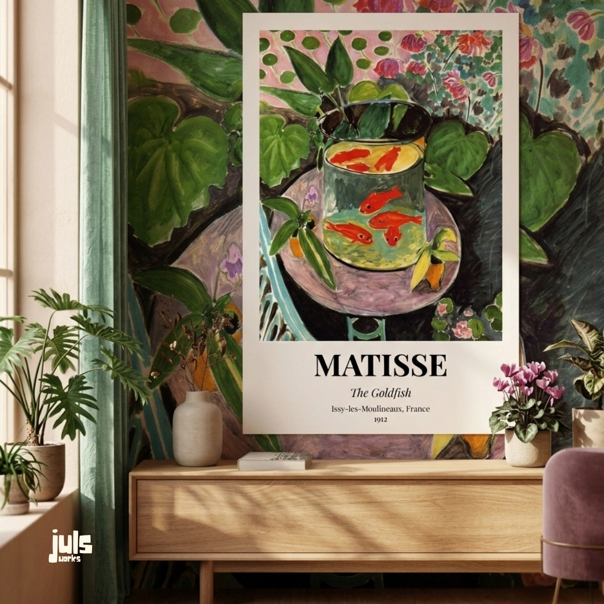The Goldfish poster oda içi mockup - Matisse müze koleksiyonu duvar sanatı