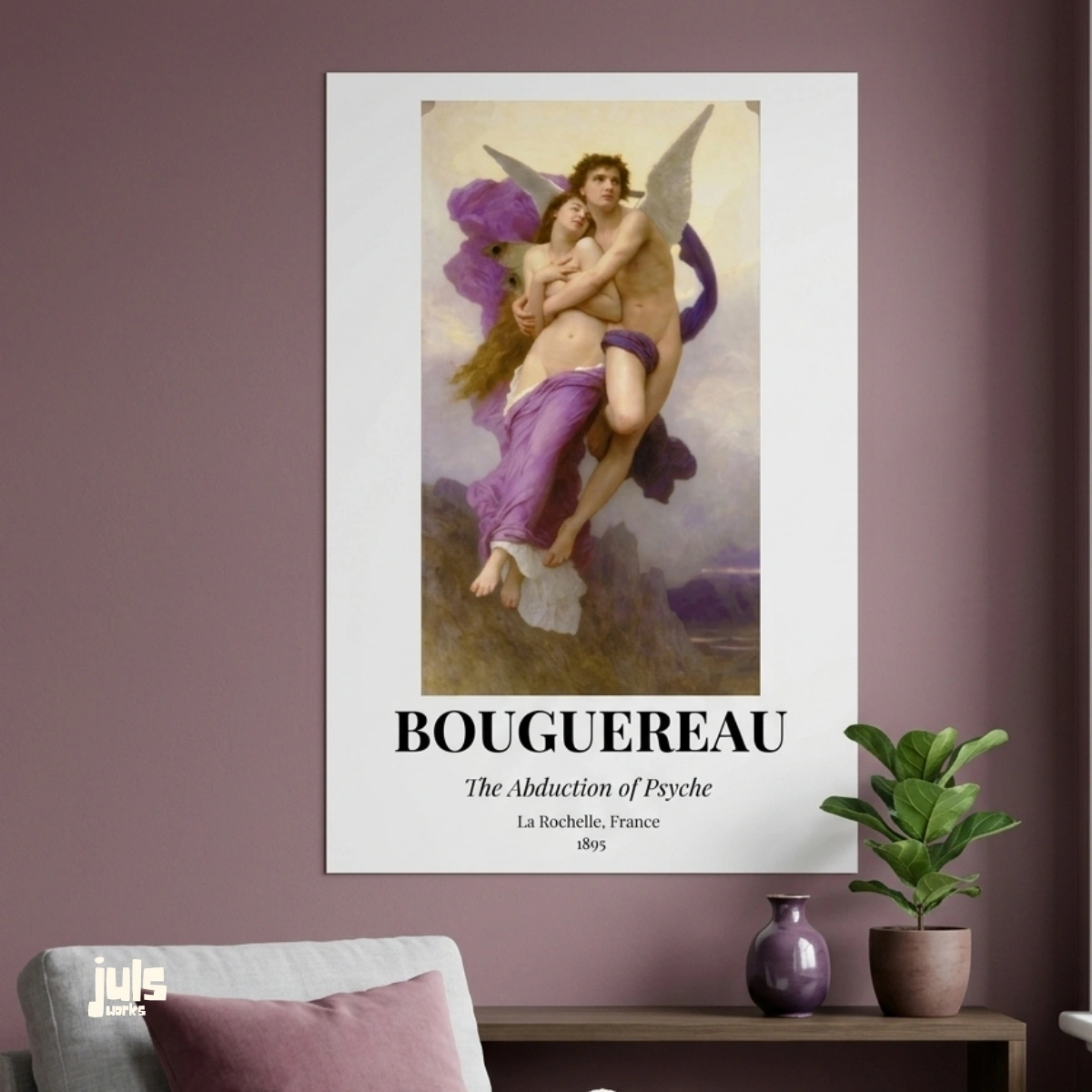 The Abduction of Psyche poster oda içi mockup - Bouguereau müze koleksiyonu duvar sanatı