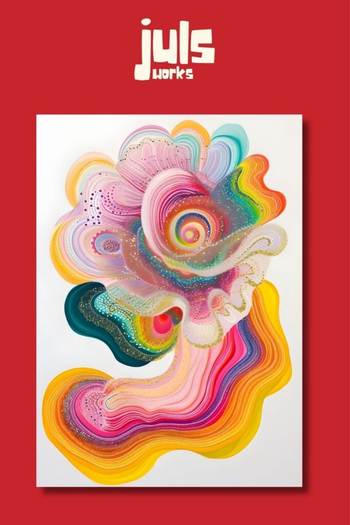 Renkli akışkan formlar modern soyut duvar posteri